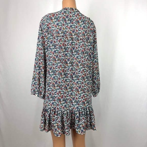 J. Crew Relaxed Printed Ruffled Casual Dress Fiery Sunset Ditsy Floral Size M - Picture 6 of 16
